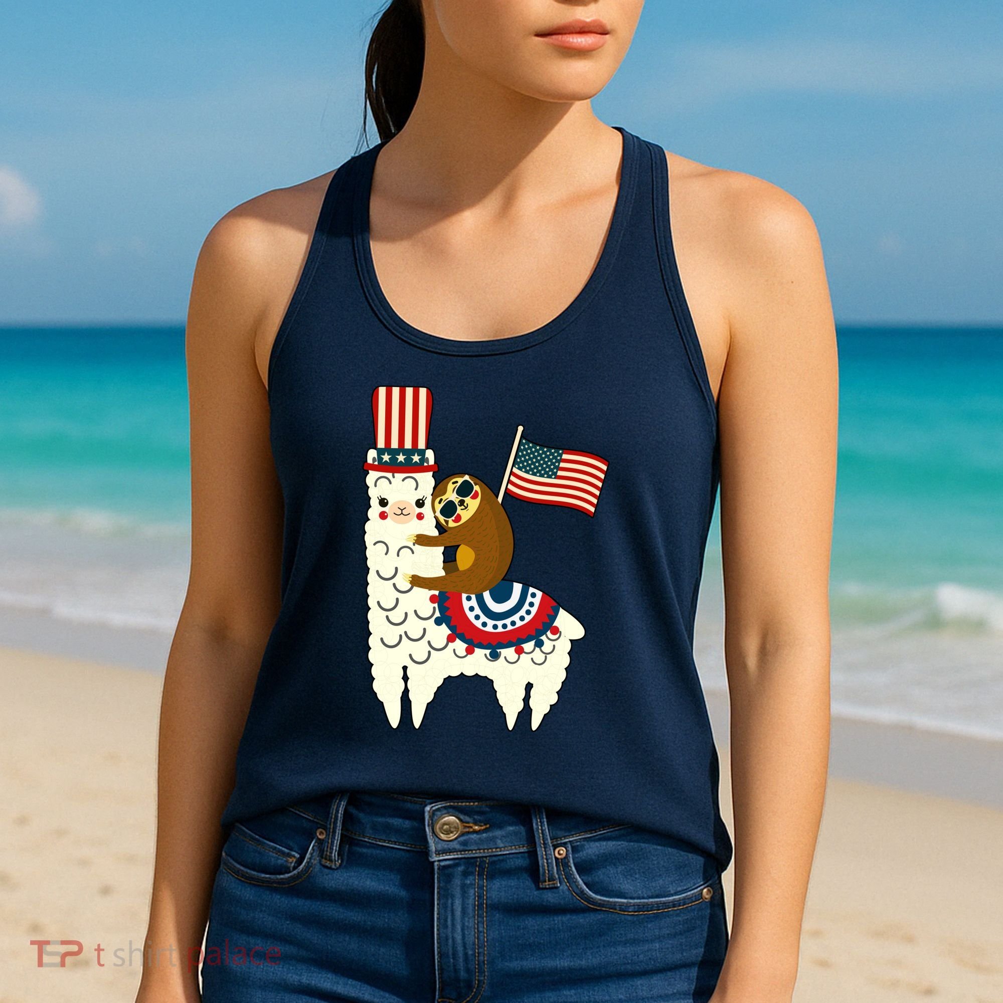 Patriot Sloth Llama Women's Tank Top