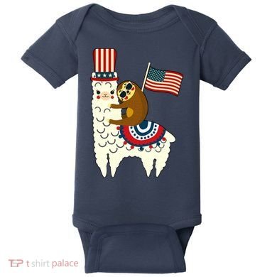 Patriot Sloth Llama Baby Bodysuit
