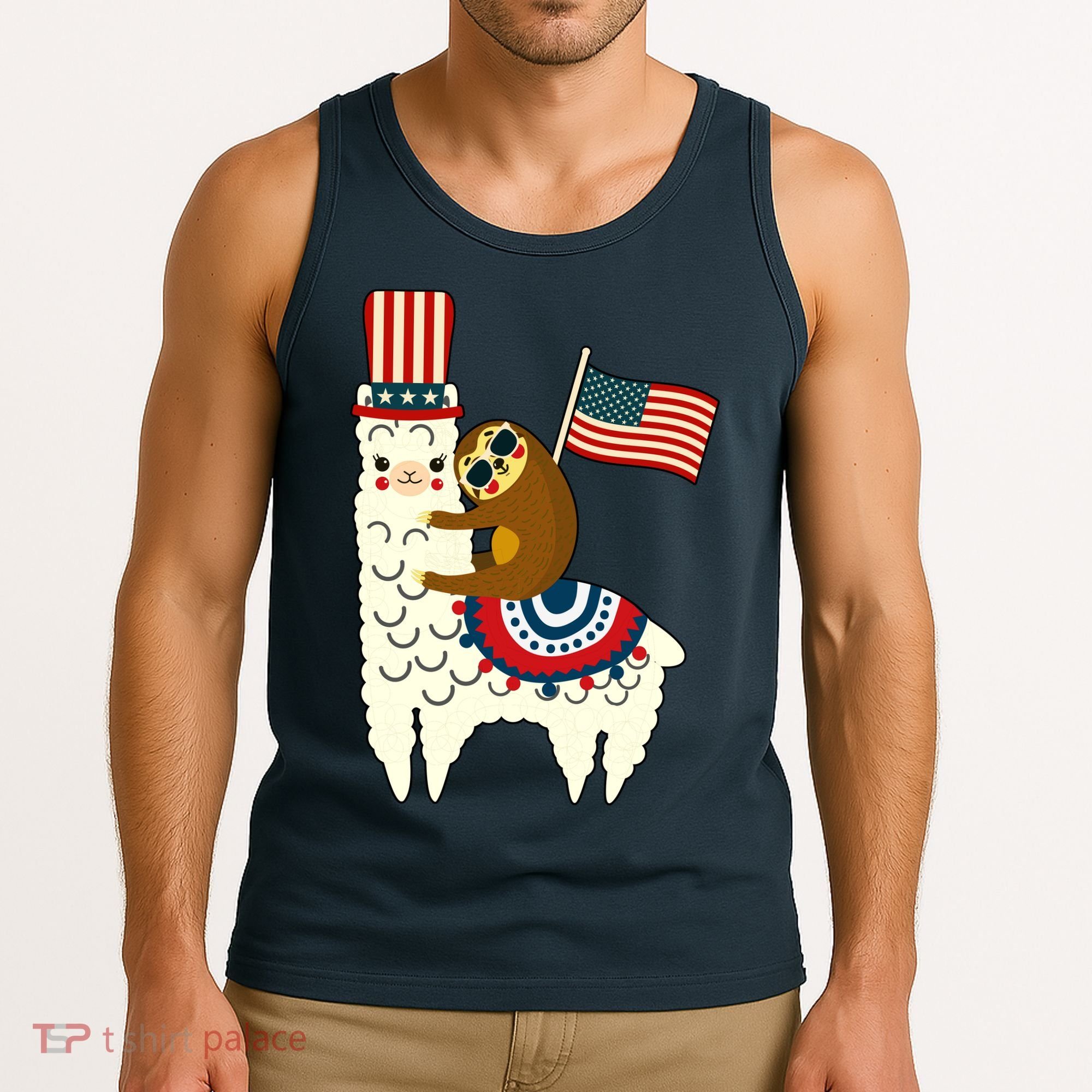 Patriot Sloth Llama Tank Top