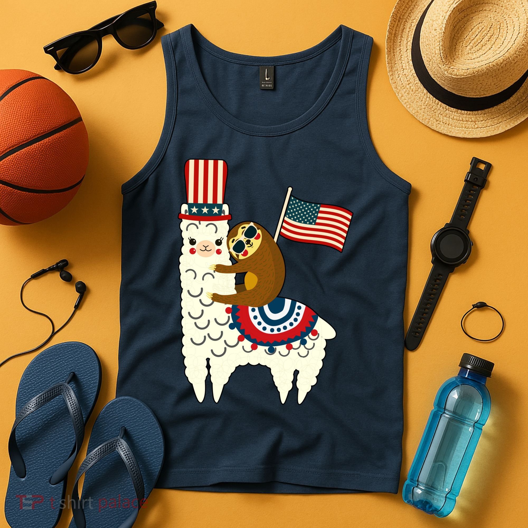 Patriot Sloth Llama Tank Top