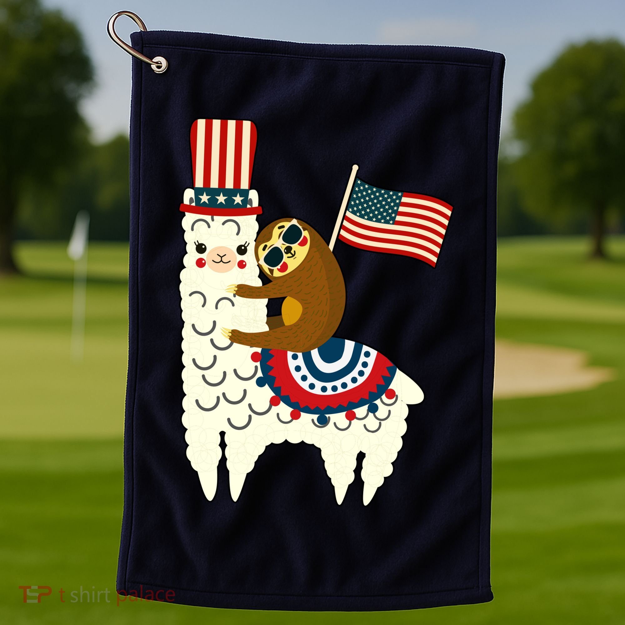 Patriot Sloth Llama Golf Towel