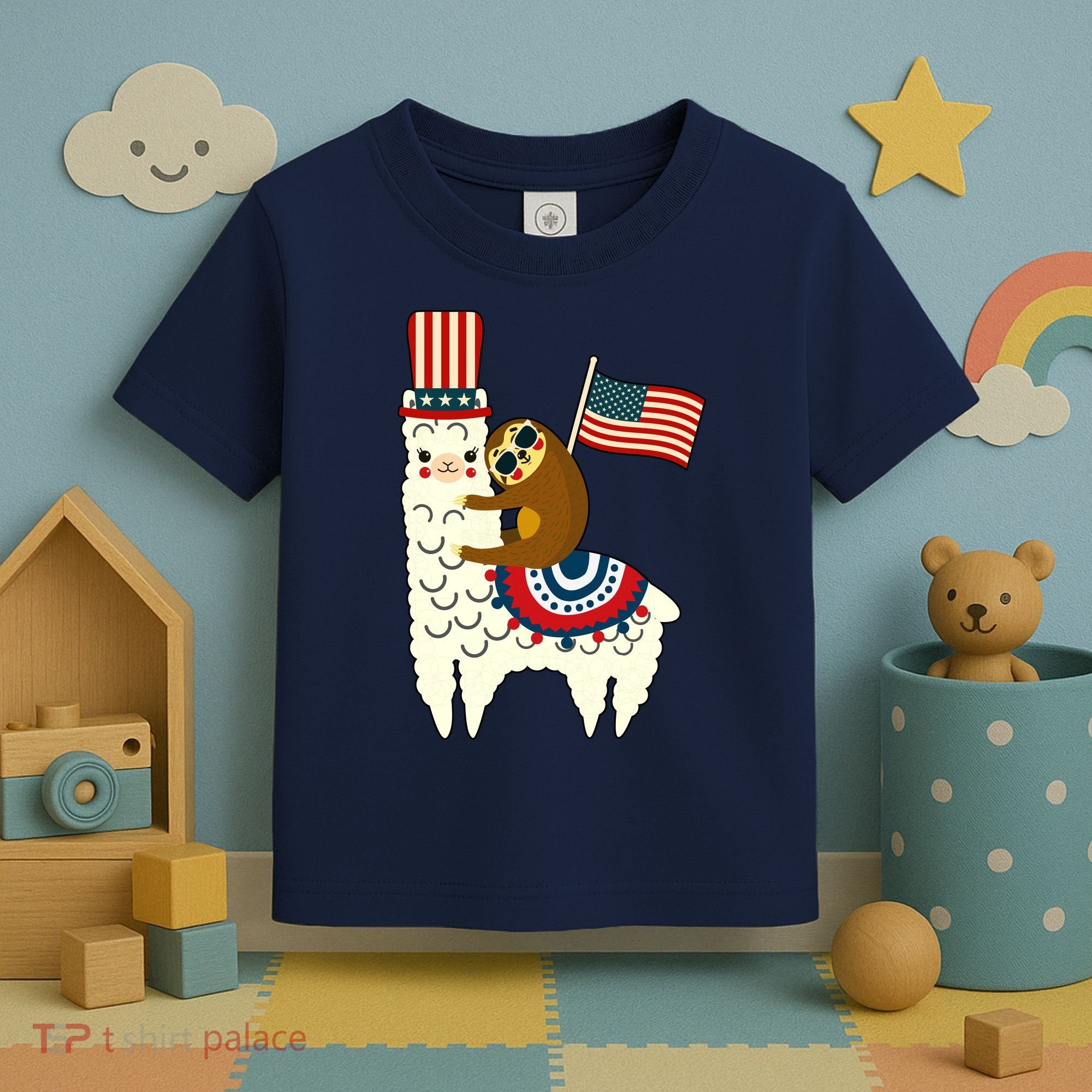 Patriot Sloth Llama Toddler T-Shirt