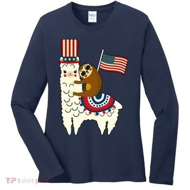 Patriot Sloth Llama Women's Long Sleeve Shirt