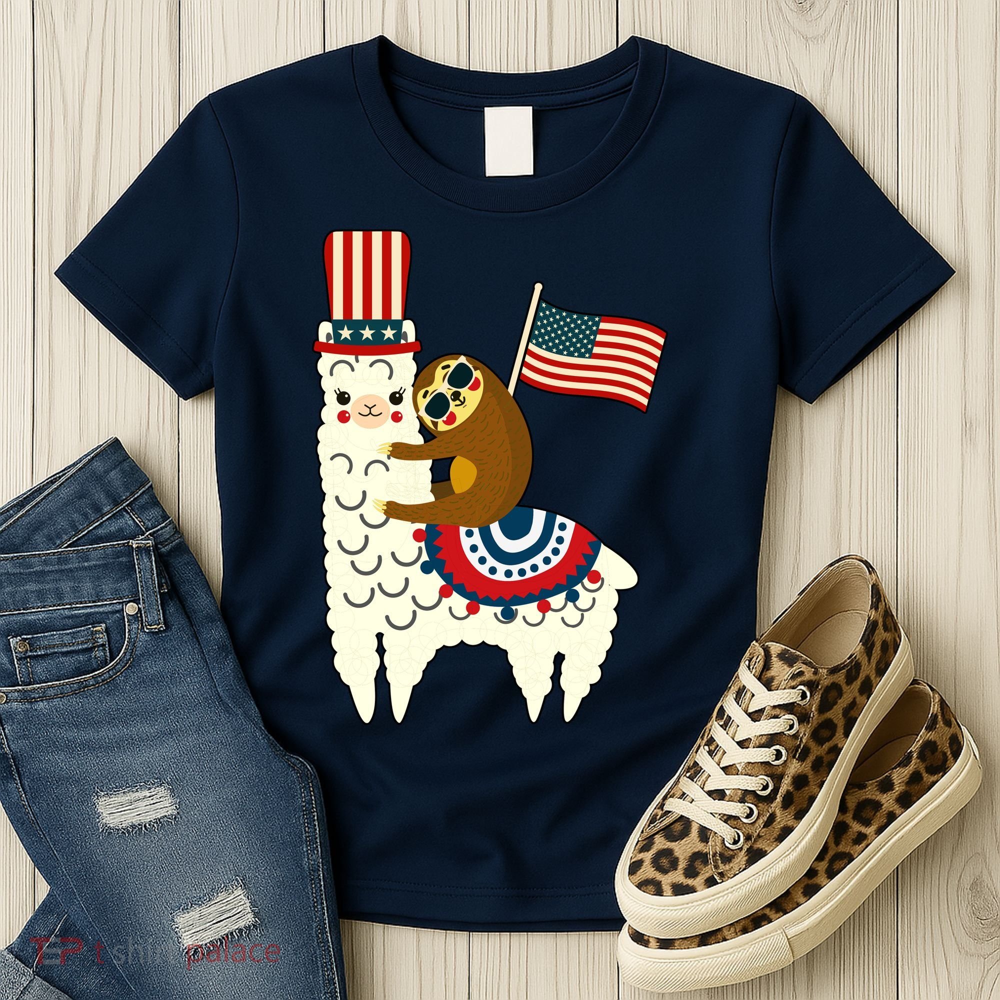 Patriot Sloth Llama Women's T-Shirt
