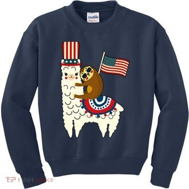 Patriot Sloth Llama Kids Sweatshirt