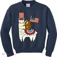 Patriot Sloth Llama Kids Sweatshirt thumb 0