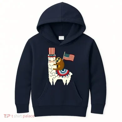 Patriot Sloth Llama Kids Hoodie