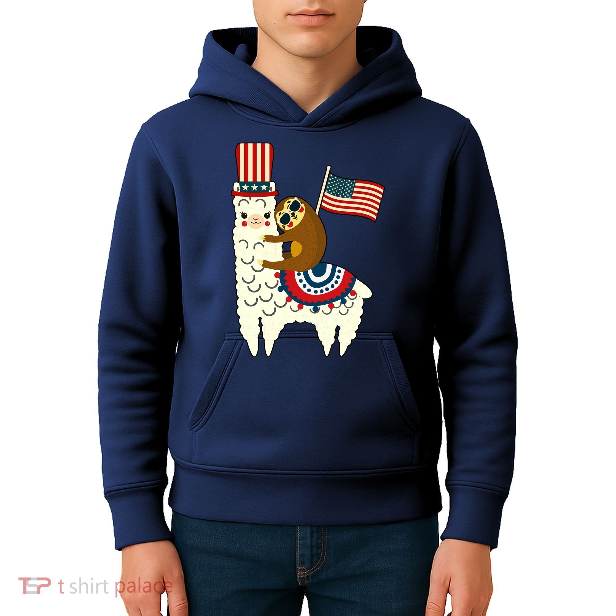 Patriot Sloth Llama Kids Hoodie