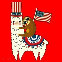 Patriot Sloth Llama Santa Hat thumb 1