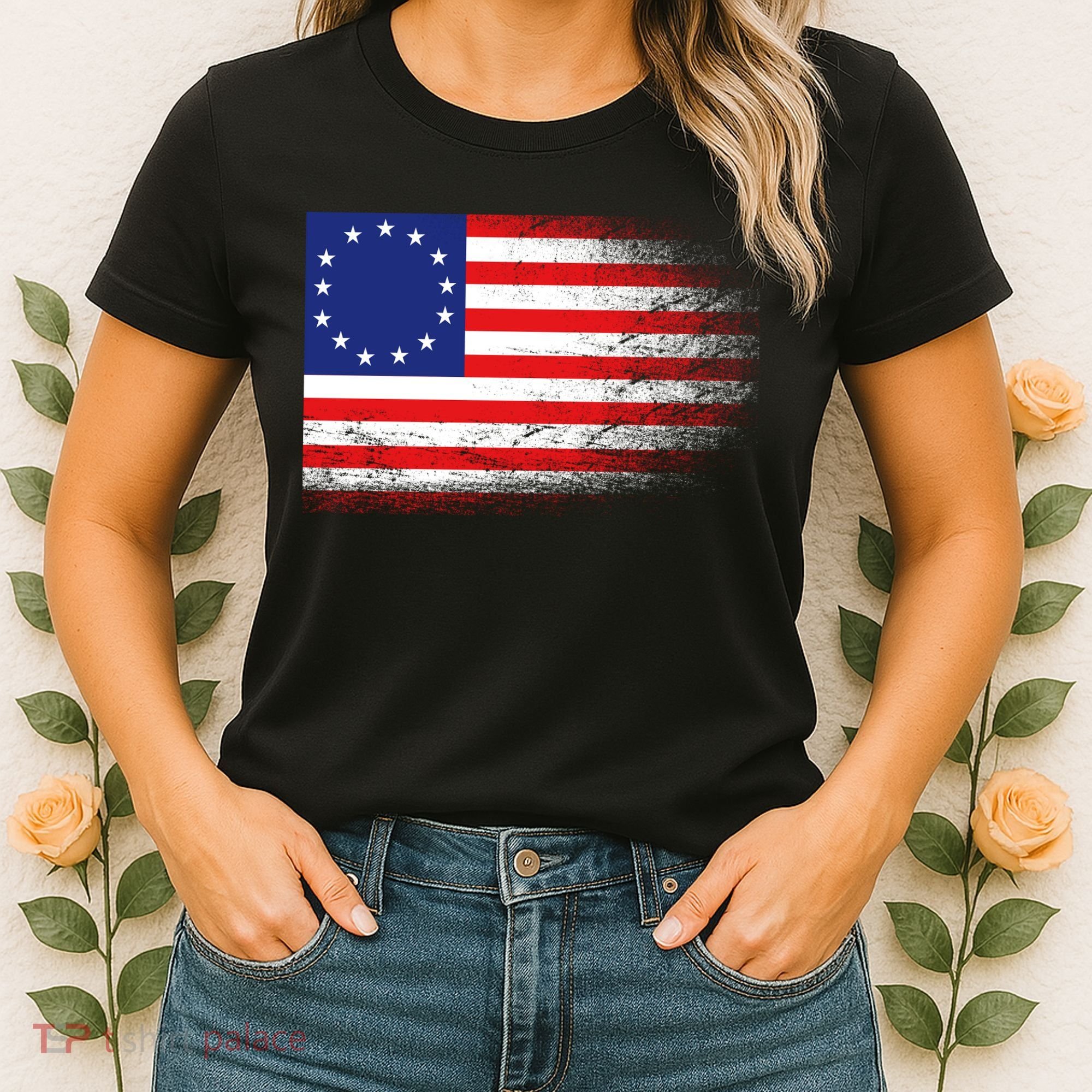 Patriotic 13 Colonies Flag Betsy Ross Women's T-Shirt