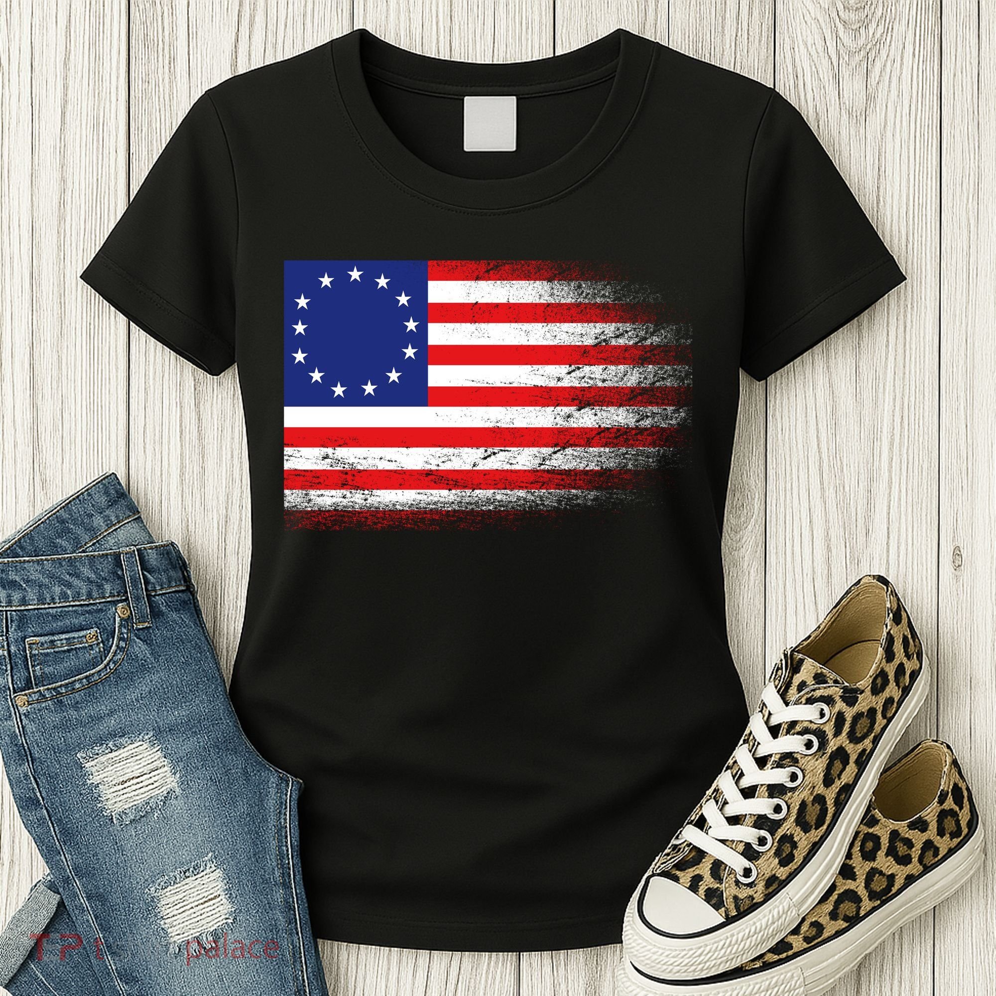 Patriotic 13 Colonies Flag Betsy Ross Women's T-Shirt