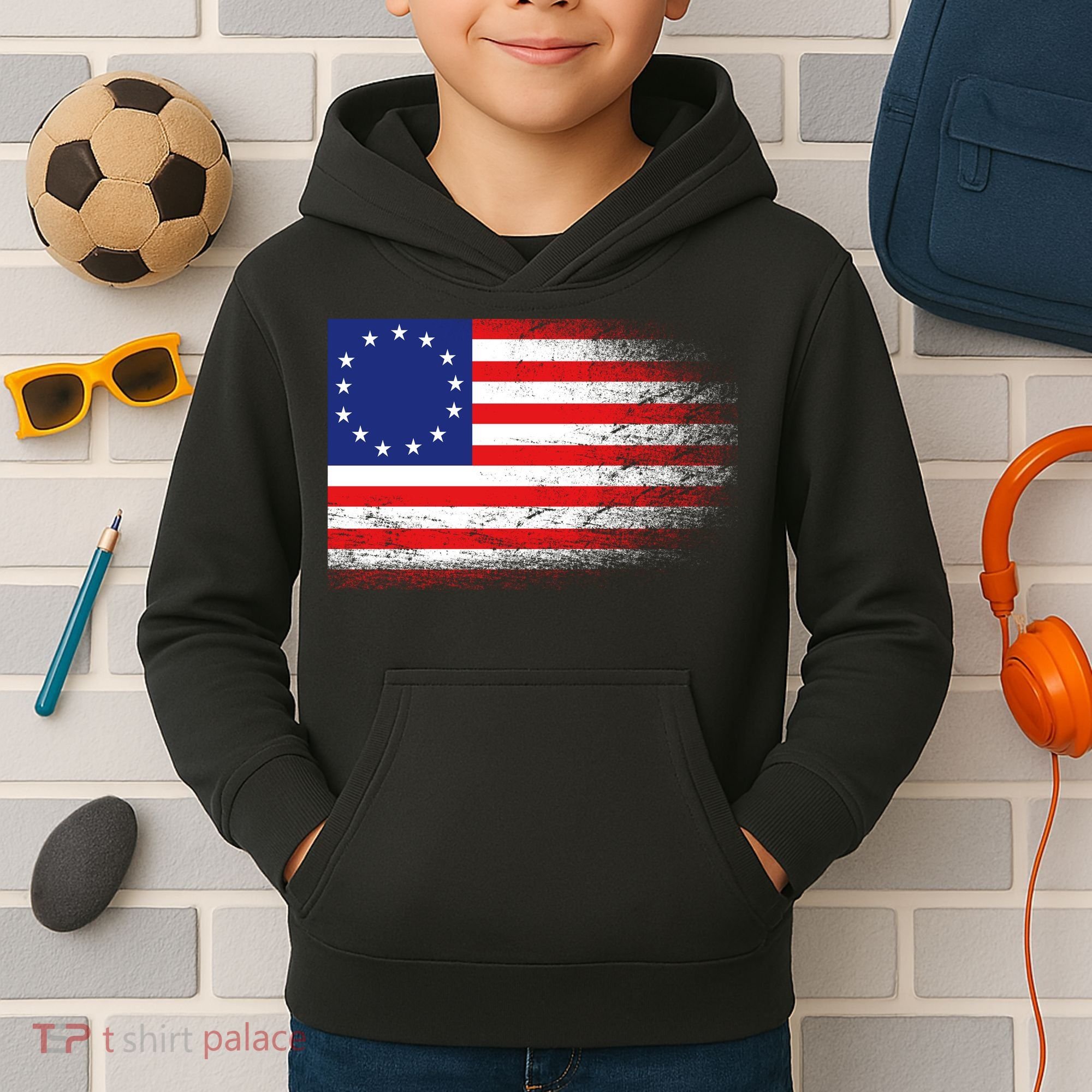 Patriotic 13 Colonies Flag Betsy Ross Kids Hoodie
