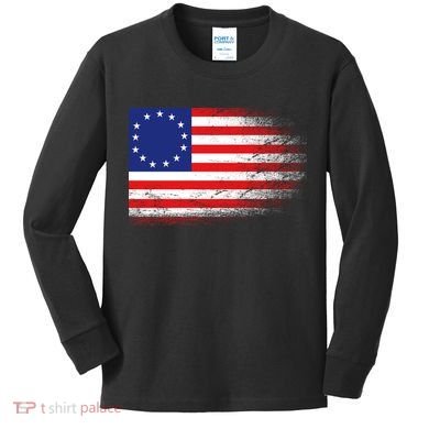 Patriotic 13 Colonies Flag Betsy Ross Kids Long Sleeve Shirt