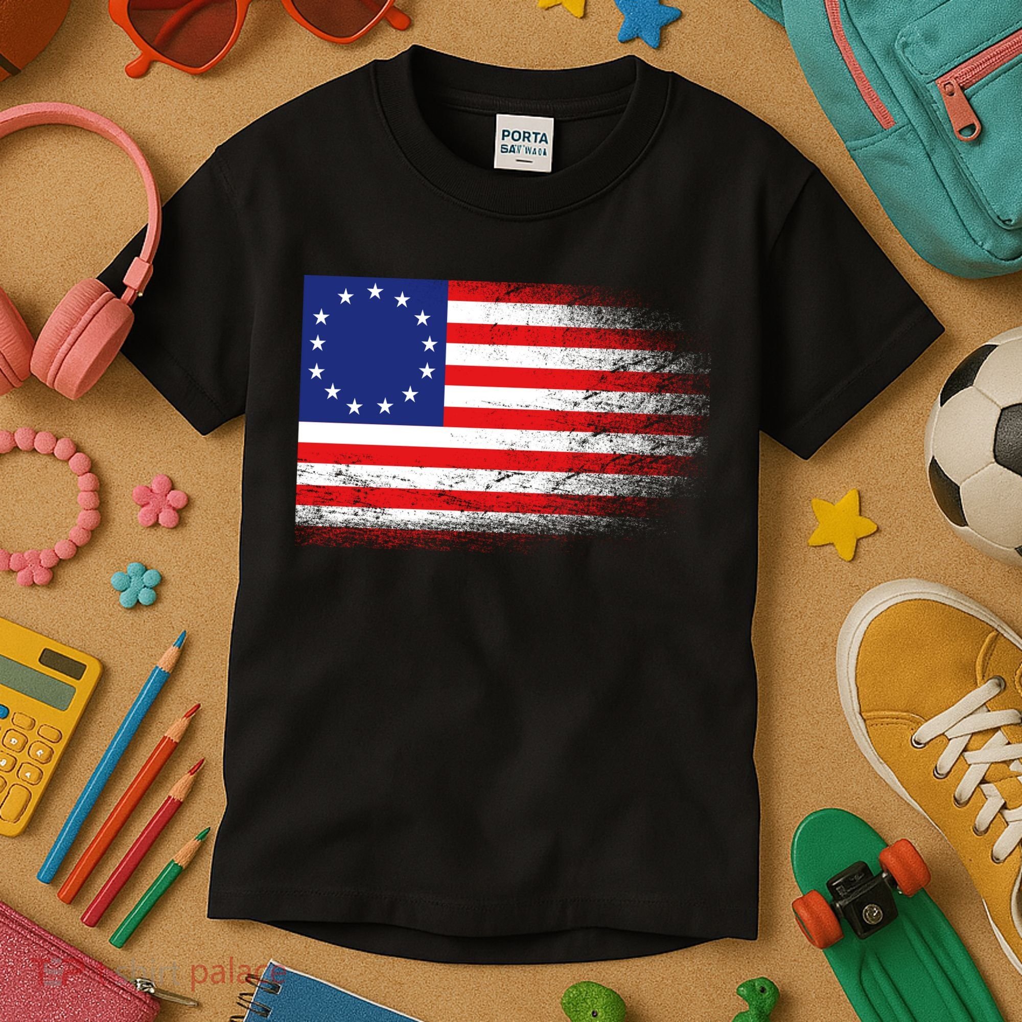 Patriotic 13 Colonies Flag Betsy Ross Kids T-Shirt