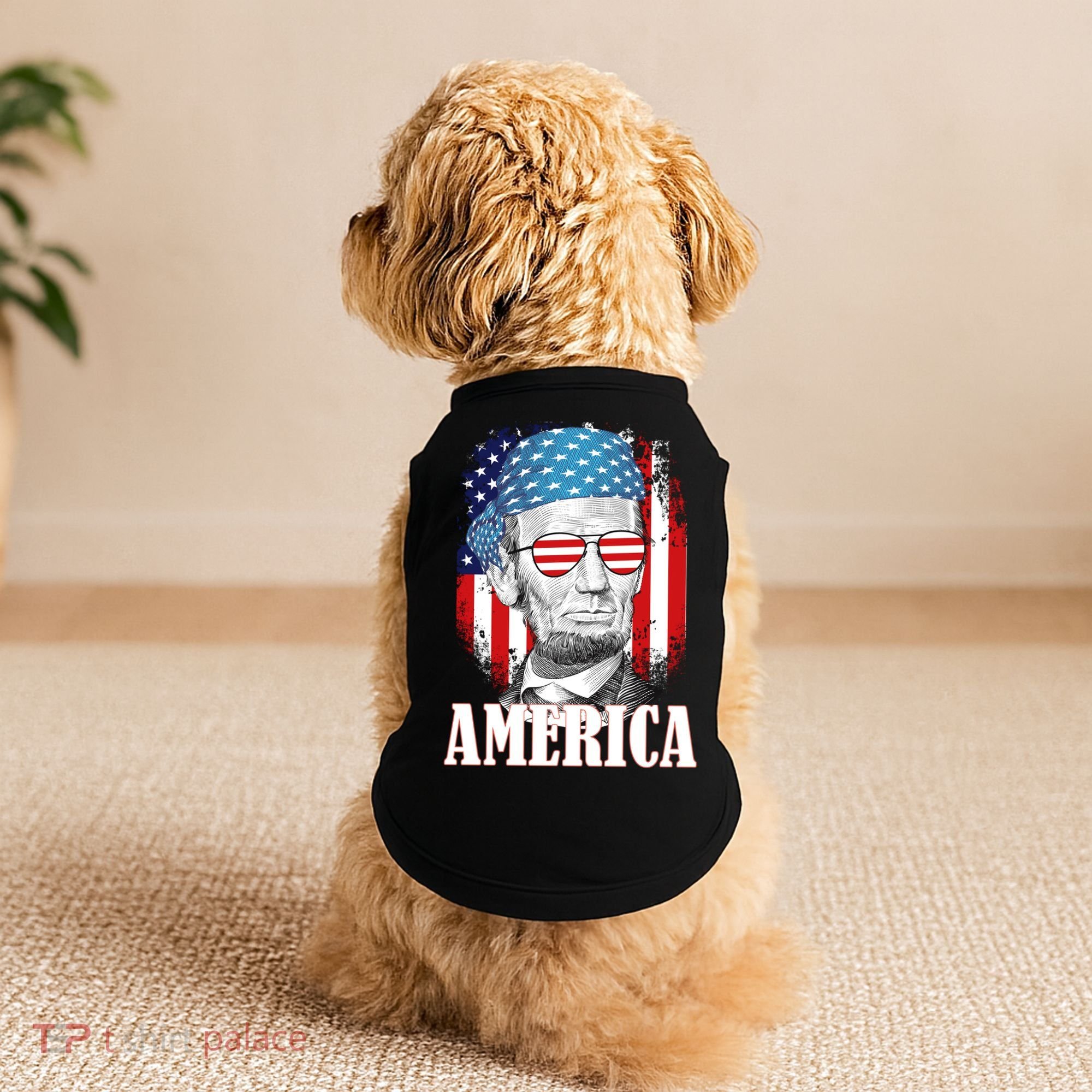 Patriotic Abraham Lincoln America Doggie Tank