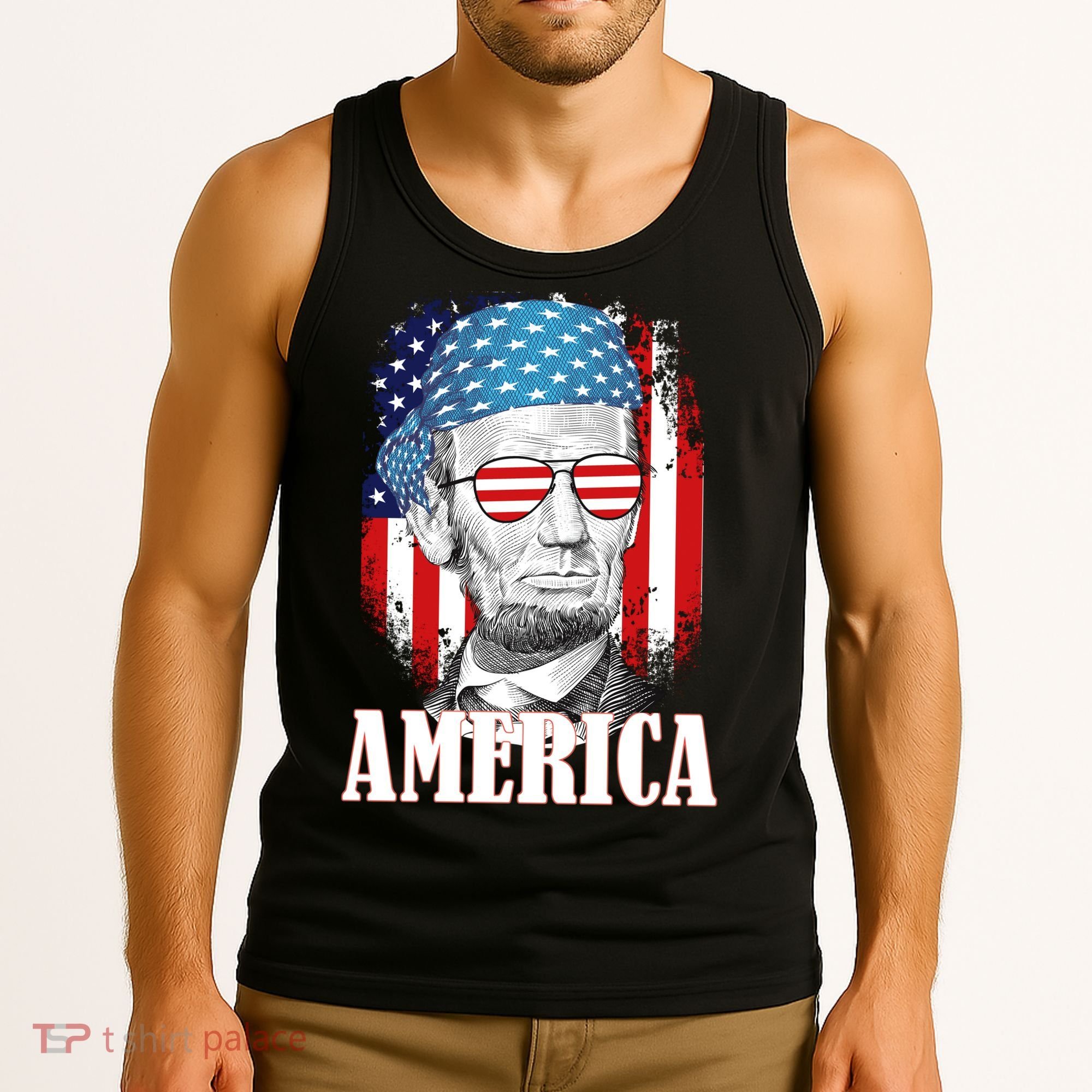 Patriotic Abraham Lincoln America Tank Top