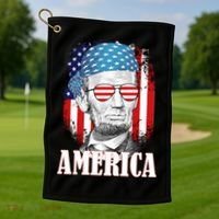 Patriotic Abraham Lincoln America Golf Towel thumb 1