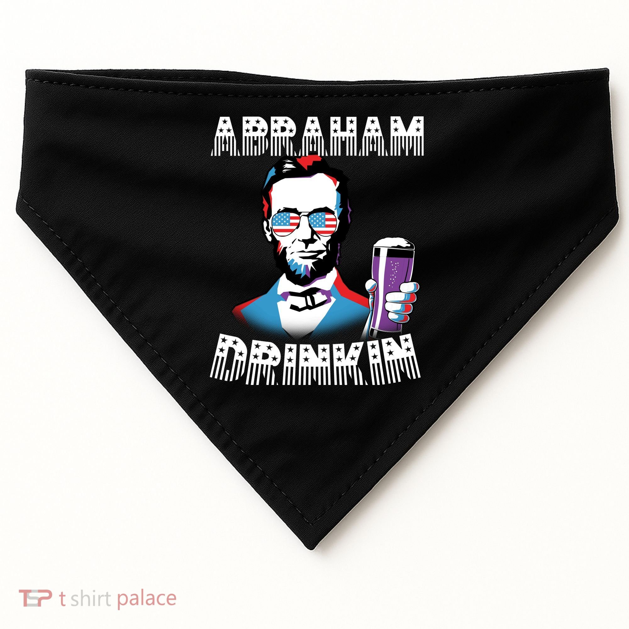 Patriotic Abraham Lincoln Drinkin USA-Made Doggie Bandana