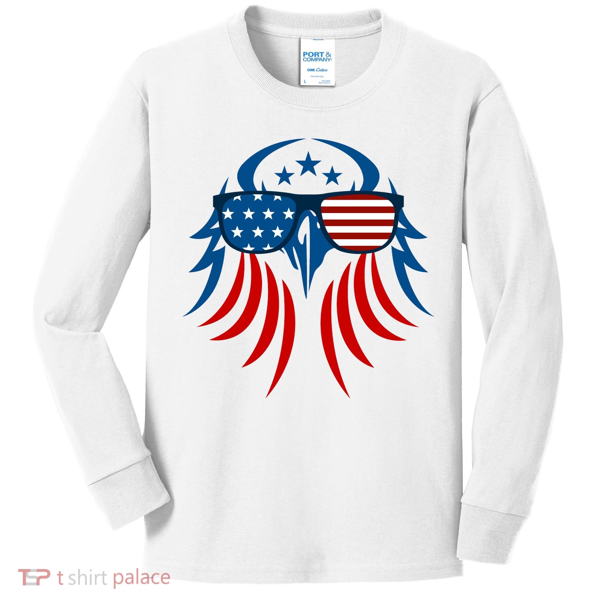 Patriotic American Bald Eagle Kids Long Sleeve Shirt