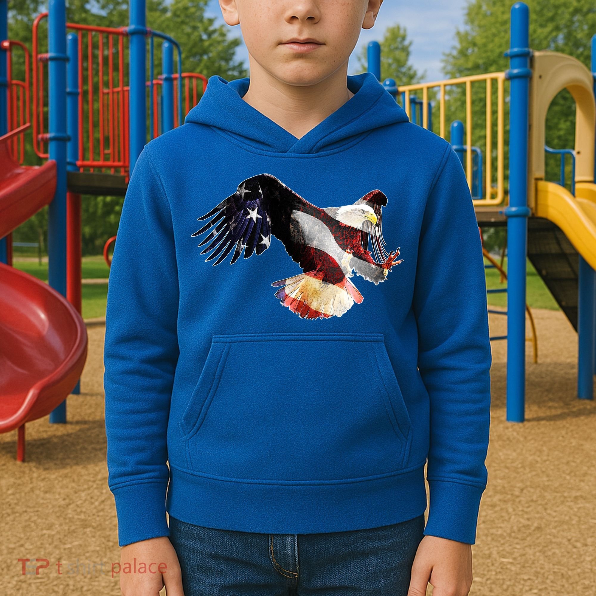 Patriotic American Bold Eagle Kids Hoodie