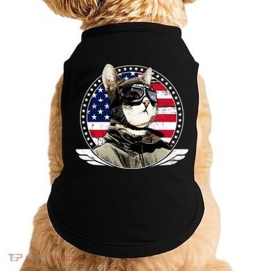 Patriotic American Cat Pilot Doggie Tank