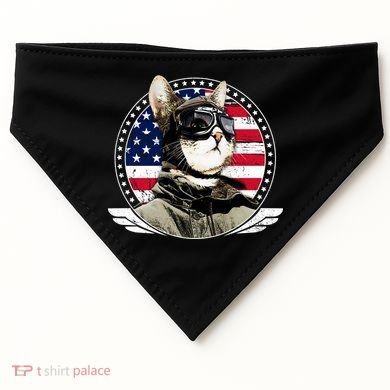 Patriotic American Cat Pilot USA-Made Doggie Bandana