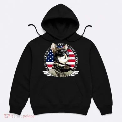 Patriotic American Cat Pilot Hoodie