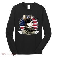 Patriotic American Cat Pilot Long Sleeve Shirt thumb 0