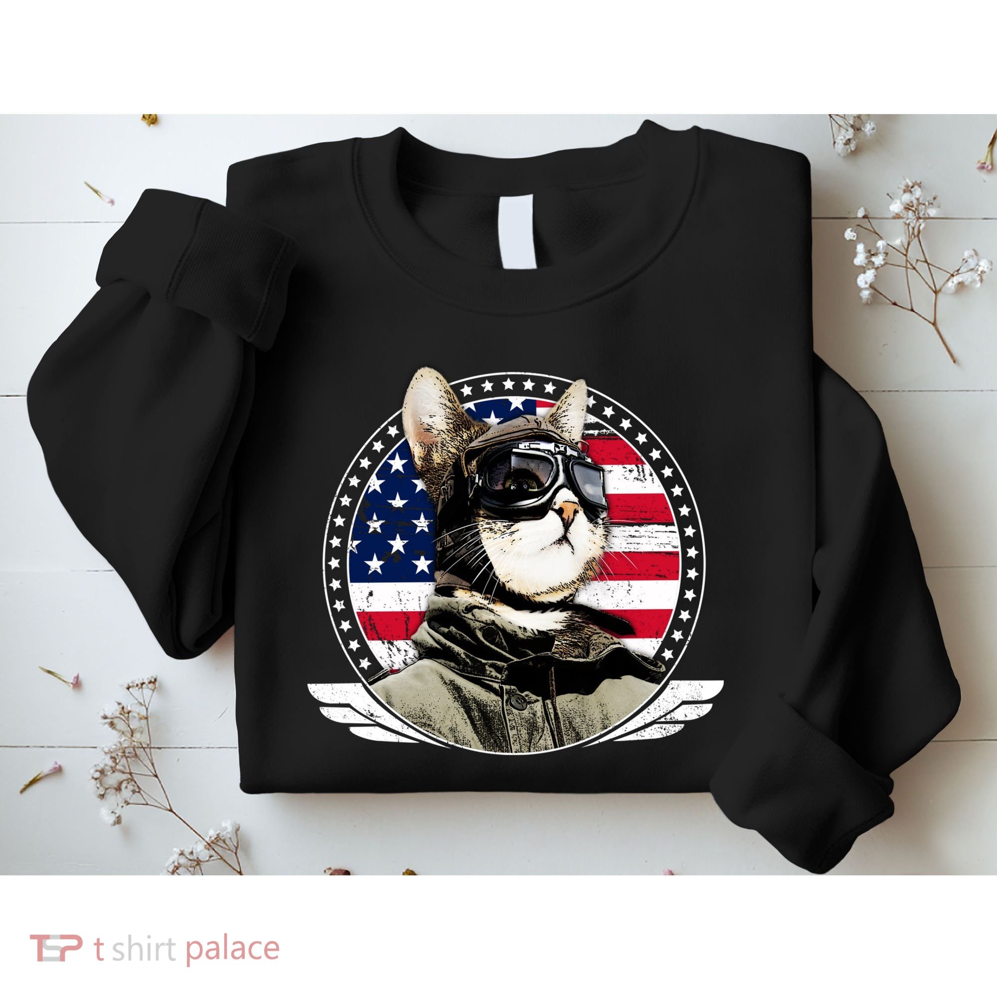 Patriotic American Cat Pilot Sweatshirt