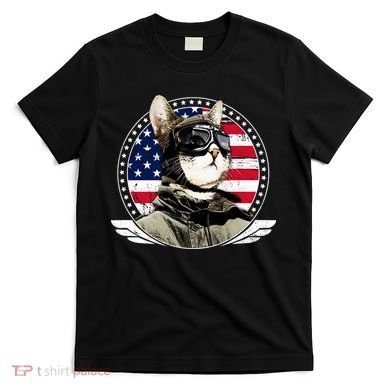 Patriotic American Cat Pilot T-Shirt