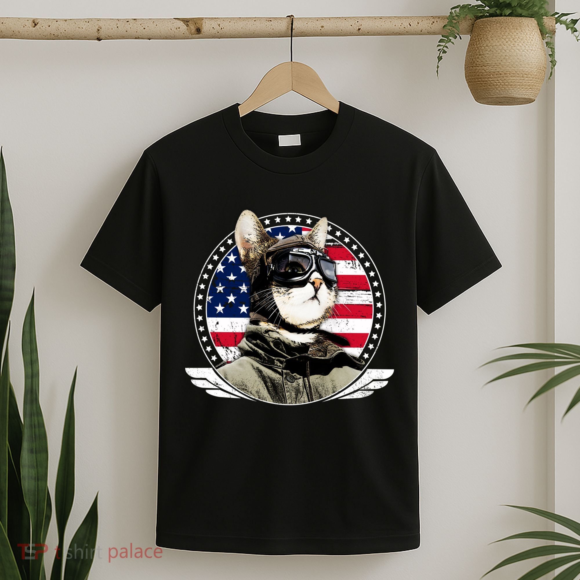 Patriotic American Cat Pilot T-Shirt