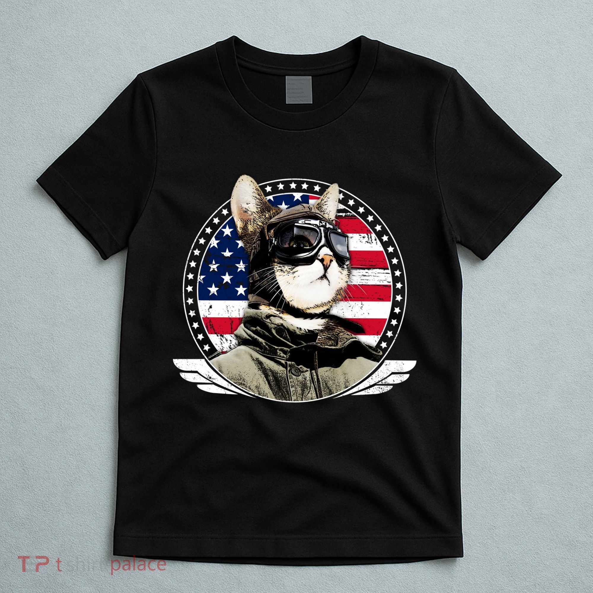 Patriotic American Cat Pilot T-Shirt