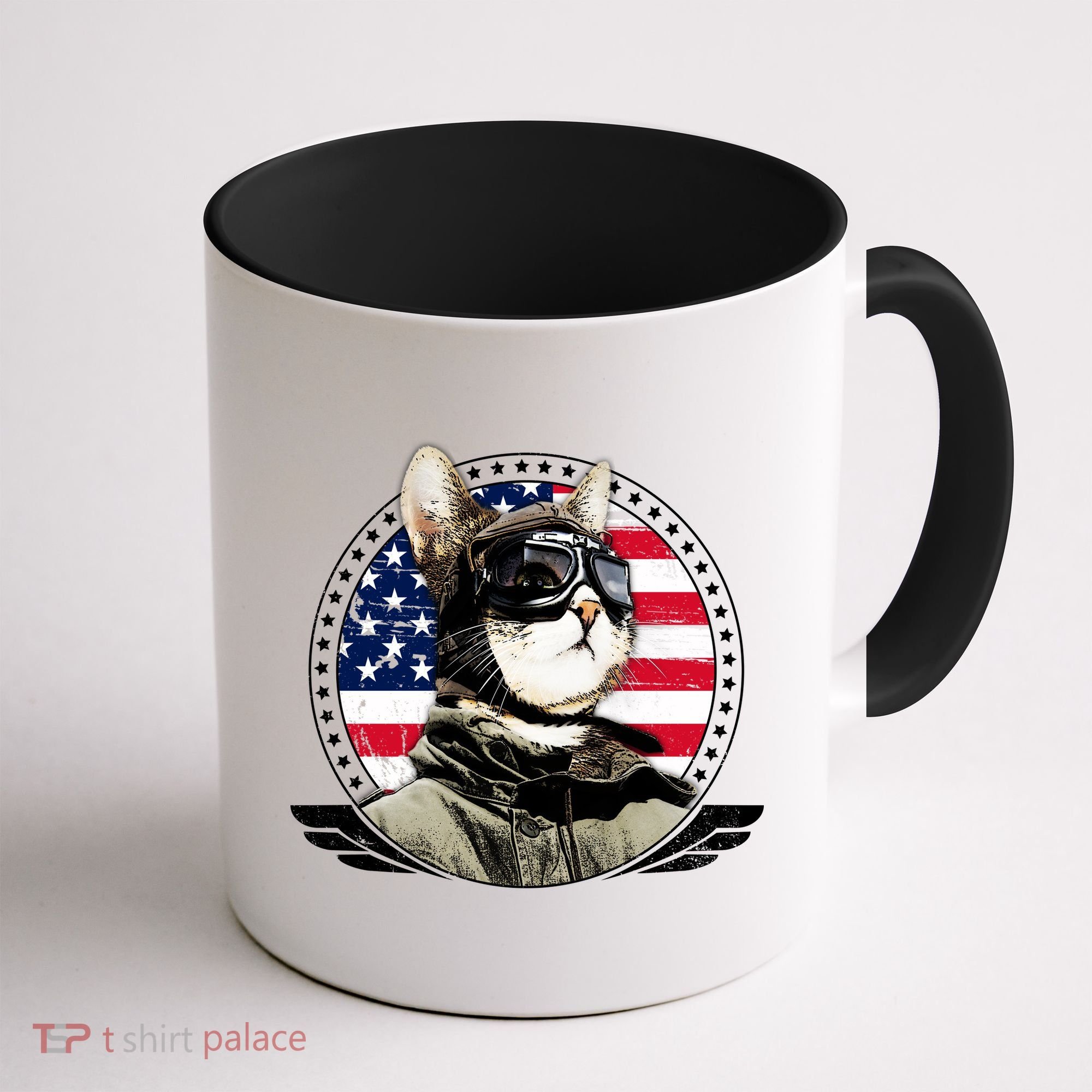 Patriotic American Cat Pilot Coffee Mug