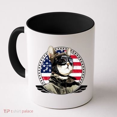 Patriotic American Cat Pilot Coffee Mug