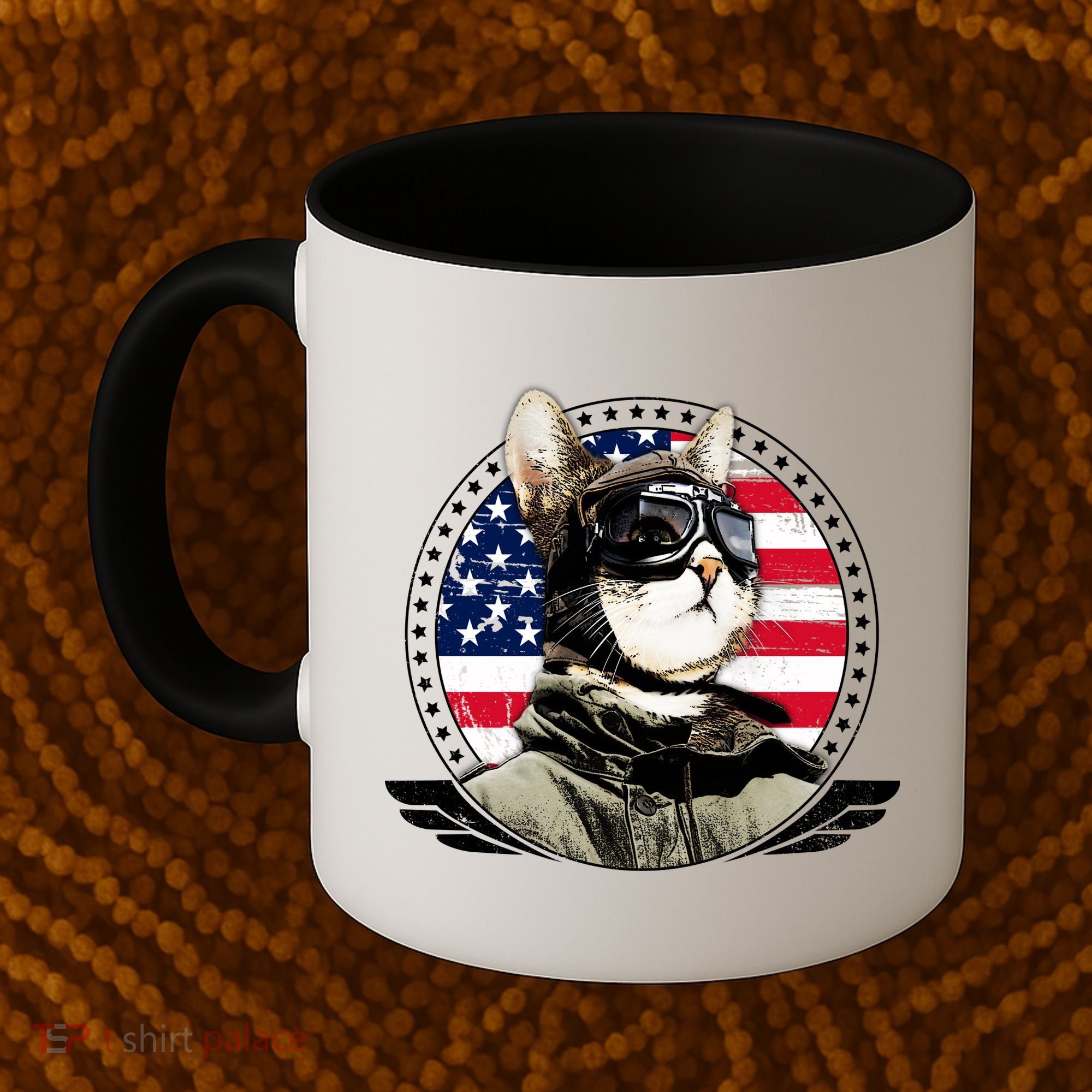 Patriotic American Cat Pilot Coffee Mug