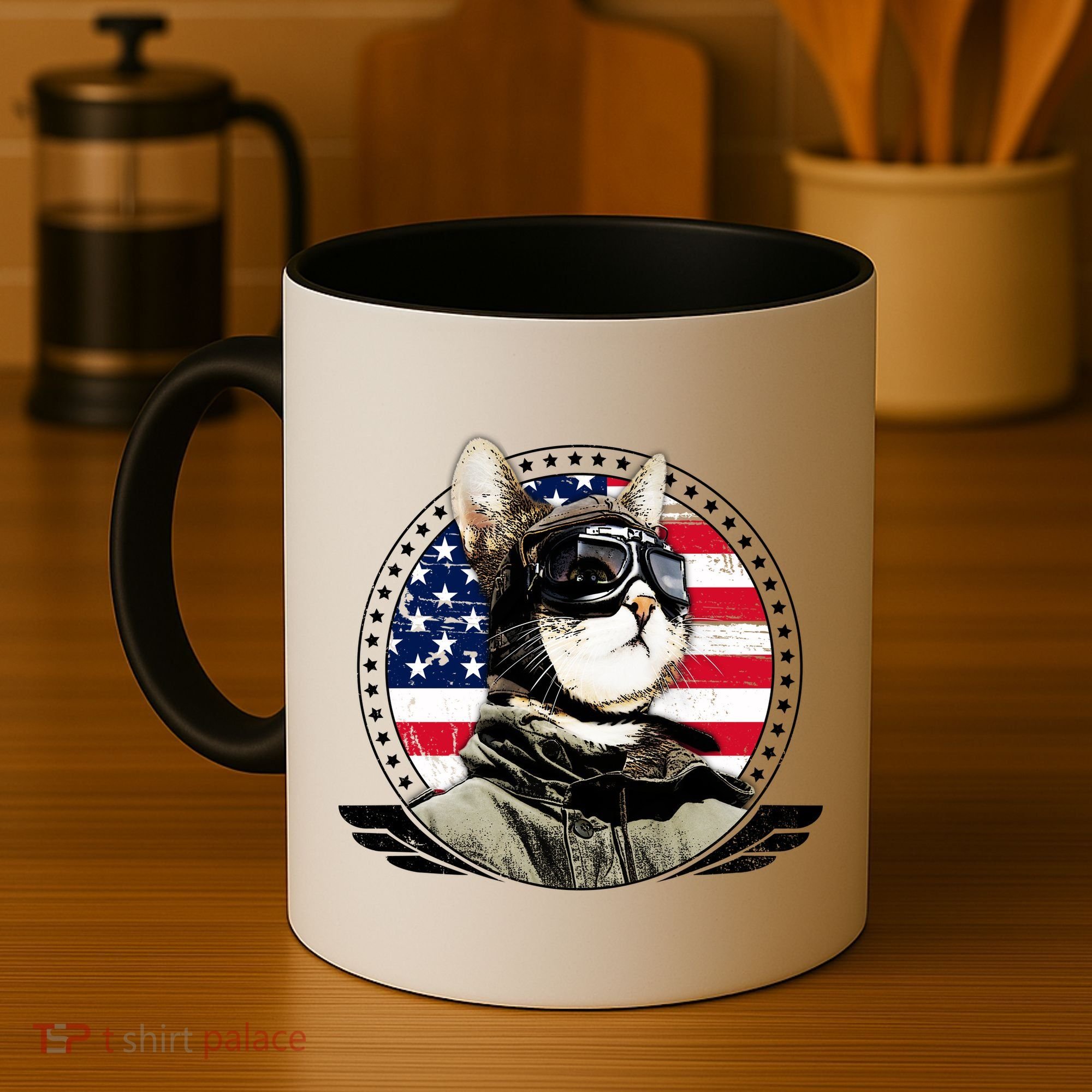 Patriotic American Cat Pilot Coffee Mug