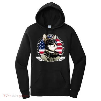 Patriotic American Cat Pilot Women's Hoodie