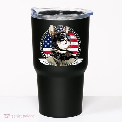 Patriotic American Cat Pilot Tumbler