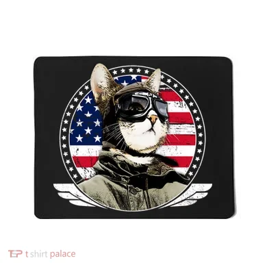 Patriotic American Cat Pilot Mousepad