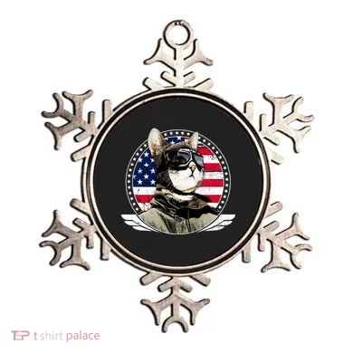 Patriotic American Cat Pilot Ornament