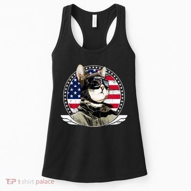 Patriotic American Cat Pilot Women's Tank Top