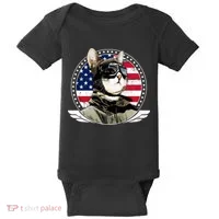 Patriotic American Cat Pilot Baby Bodysuit thumb 0