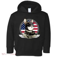 Patriotic American Cat Pilot Toddler Hoodie thumb 0