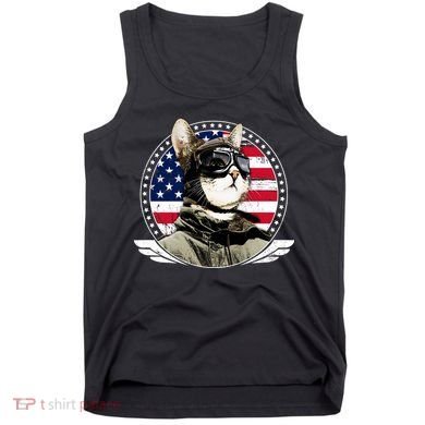 Patriotic American Cat Pilot Tank Top