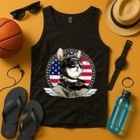 Patriotic American Cat Pilot Tank Top thumb 4