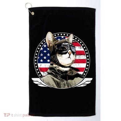 Patriotic American Cat Pilot Golf Towel