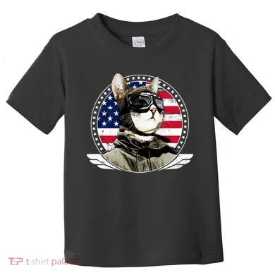 Patriotic American Cat Pilot Toddler T-Shirt