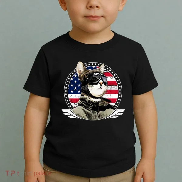 Patriotic American Cat Pilot Toddler T-Shirt