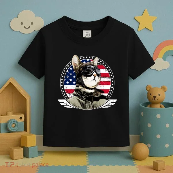 Patriotic American Cat Pilot Toddler T-Shirt
