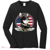 Patriotic American Cat Pilot Women's Long Sleeve Shirt thumb 0